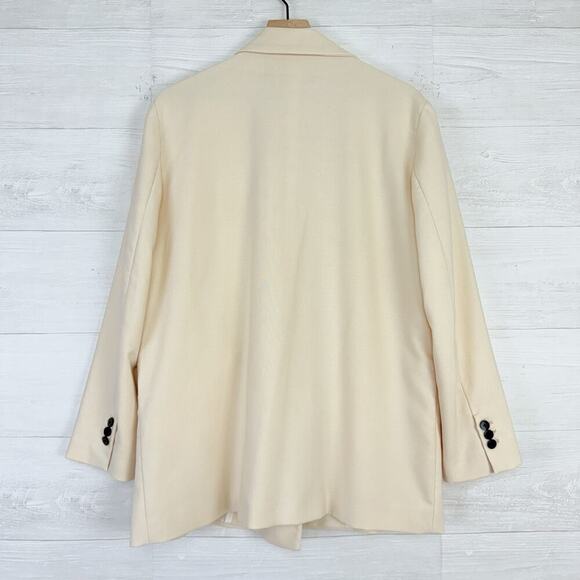 Zara Womens Oversized Double Breasted Blazer Size Large Ecru Academia Preppy - Picture 6 of 16